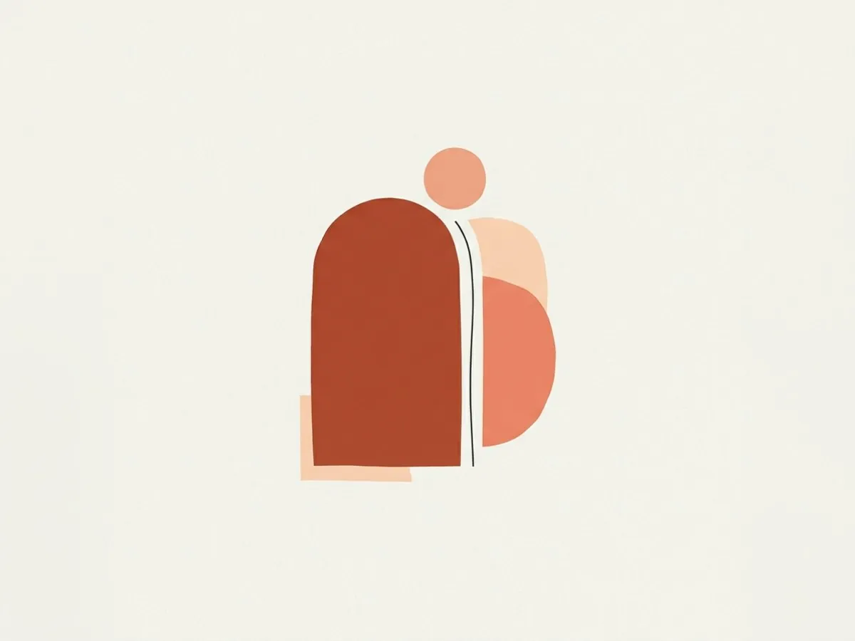 Abstract paper-cut shapes in the colors of the fire element