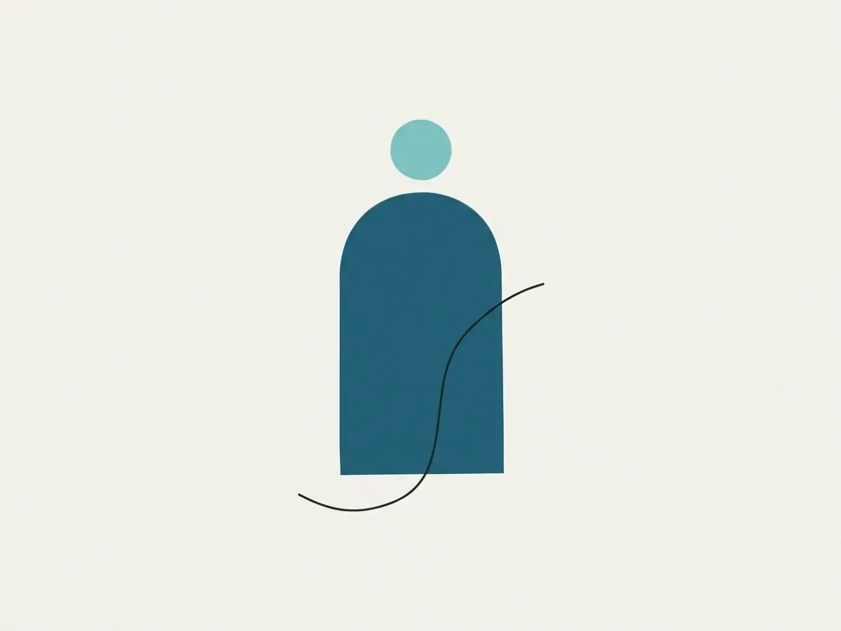Abstract paper-cut shapes in the colors of the water element