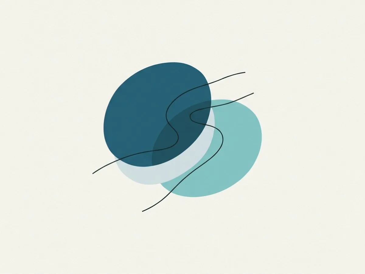 Abstract paper-cut shapes in the colors of the water element